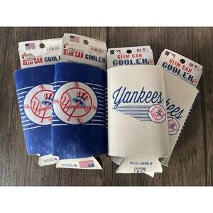 4 NEW MLB NEW YORK YANKEES Kolder Koozie Can Beverage Insulater Keeps Cans Cold